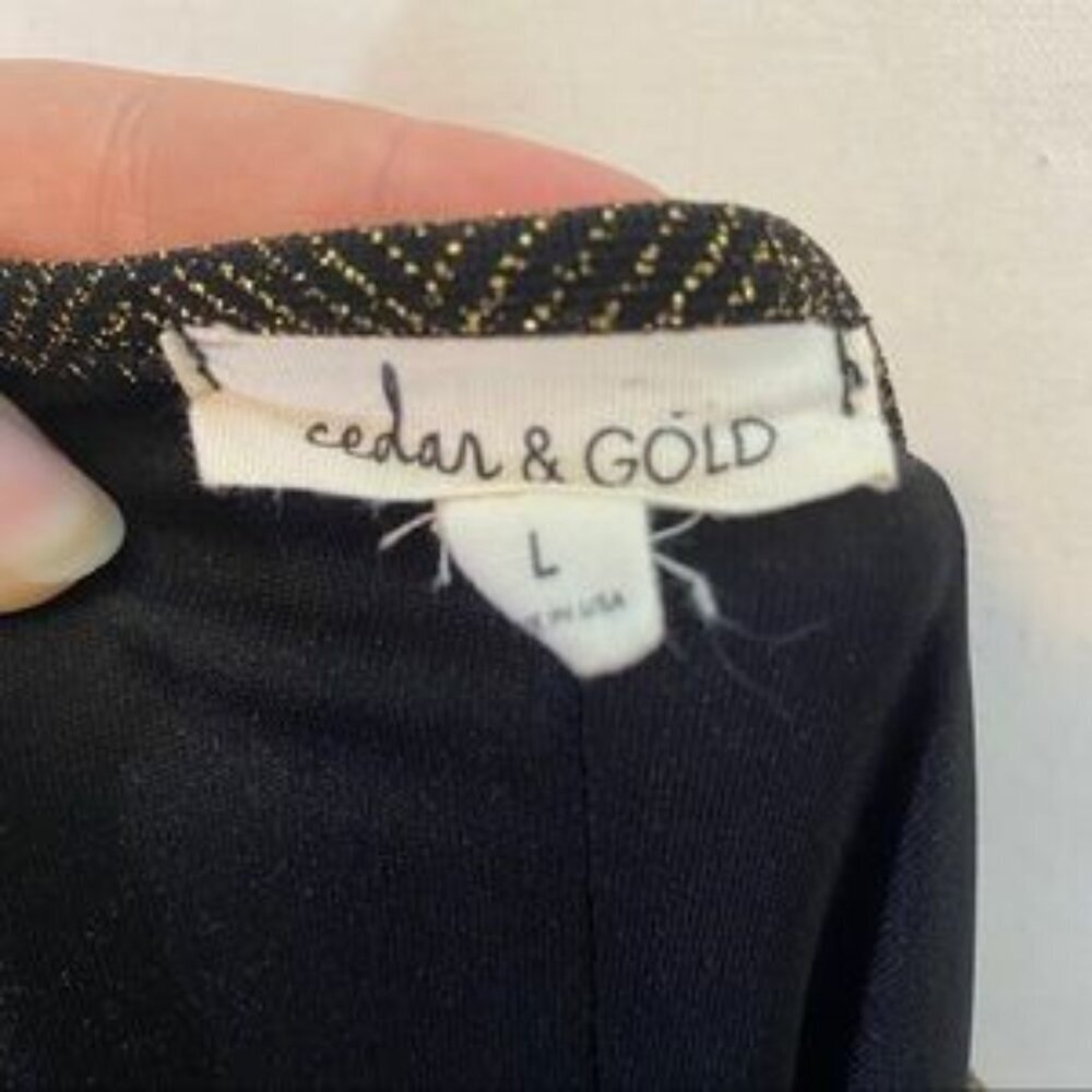 Cedar & GOLD ~ Gold Sparkle Long Sleeve Dress ~ Size Large - Picture 4 of 5